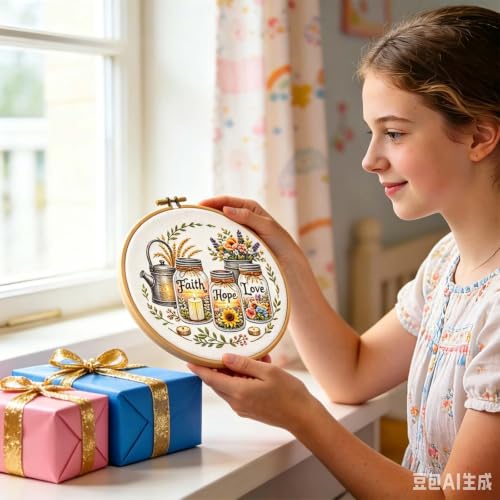 Inspirational Embroidery Kit for Beginners,Sewing Kit for Adults - color: Embroidery Kits-0621-16