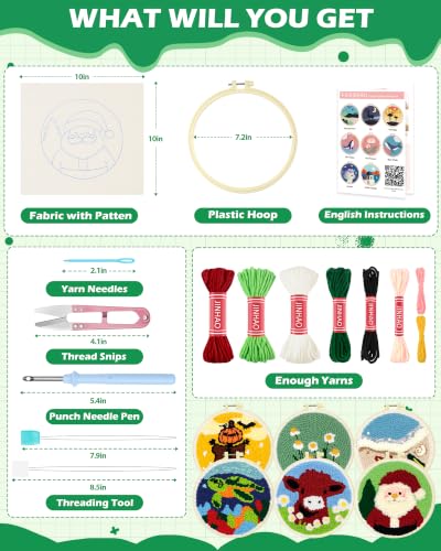 FIVEIZERO Punch Needle Kit for Beginners,Santa Claus Pattern - color: Santa Claus