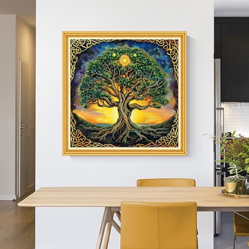 Foxhool Stamped Cross Stitch Kits,11CT Printed Cross Stitch Pattern Full Embroidery Kits for Beginner Needlepoint Kits-Magic Tree 18x18 inch - color: Craftpatterns03
