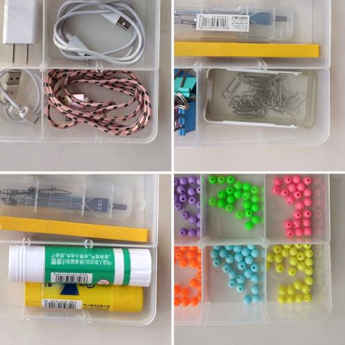 Vidifor 2 Packs 8-Compartments Art Supply Container, Clear Plastic Organizer Box with Dividers for Crafts Jewelry Fishing Tackles Hardware Metal - size: Small 8 grids 2pcs with dividers