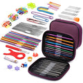 IMZAY 110 Pcs Crochet Hooks Set 0.6–6.5mm Crochet Needles for Yarn - color: Purple, size: 110 Pcs
