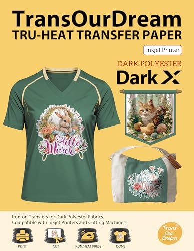 TransOurDream Heat Transfer Paper Supplies for Dark Polyester Fabrics (Dark X, 8.5"x11", 10 Sheets) Printable Iron on Heat Transfer Vinyl for Inkjet Printer - color: Darkx, size: 10 Sheets