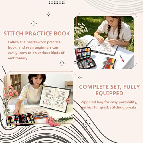 EVOCKAY 2026 Embroidery Stitch Book Kit - Versatile Sewing Box for Cross Stitch, Craft, and Punch Needle Projects - Perfect for Adults and Machine Embroidery Enthusiasts