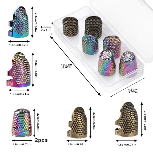 ZMAAGG Thimbles for Hand Sewing, 6 PCS Sewing Thimble, Metal Thimble - size: M-Primary Set