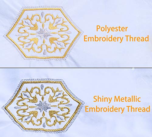 Simthread 6 Spools Metallic Embroidery Machine Thread (3 Gold+ 3 Silver Colors) 500M(550Y) for Embroidery and Decorative Sewing - color: 3Gold+3Silver