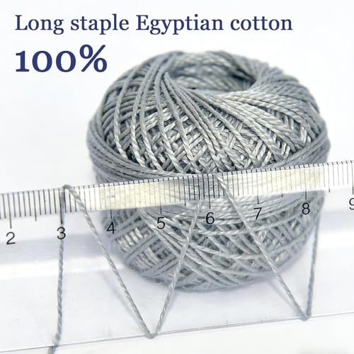 Double Mercerized Egyptian Long Staple Cotton Pearl Thread Ball 10 Grams Rainbow Color Embroidery Thread 10 Colors per Box for Crochet Hardanger Cross Stitch Hand Embroidery,Grey Series - color: grey series