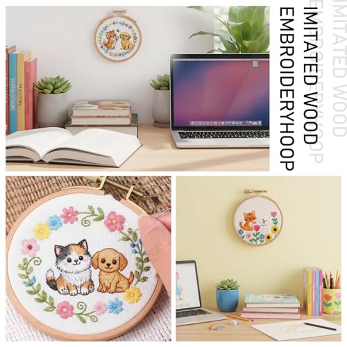 Josojoou 2Pcs Cross Stitch Hoop 3Inch Small Embroidery Hoop Round Wooden Embroidery Hoops for Art Craft Sewing Hanging Ornaments