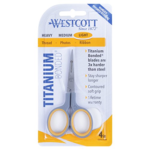 Westcott 4" Sewing Titanium-Bonded Embroidery Scissors, Curved (13865) - size: 4-Inch