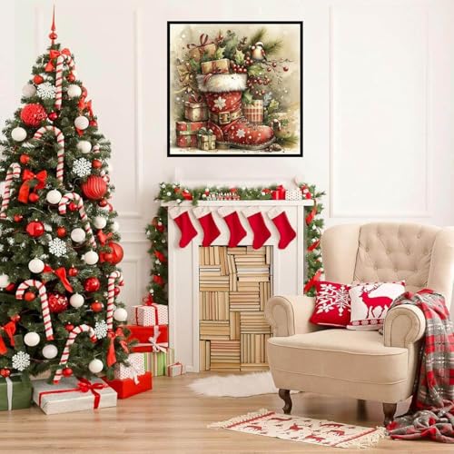 Dugsmgd Christmas Diamond Art Kits for Adults, Diamond Painting 12x12in - color: Christmas boots