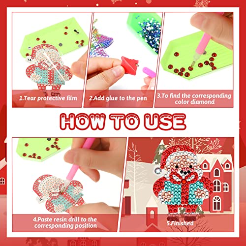 Jetec 20 Pcs Christmas Diamond Art Painting Ornaments Kits 5D DIY Craft