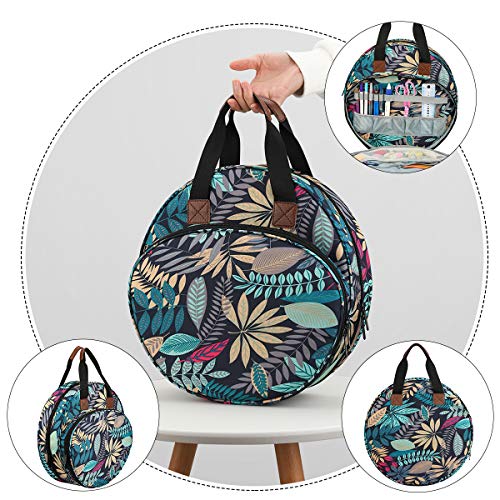 Embroidery Project Bag, Embroidery Kits Storage Bag,Multifunctional Bag for Crochet Hooks Embroidery Floss Organizer String Bracelet Kit Sewing Thread Accessories (Blue Leaf) - color: Blue Leaf