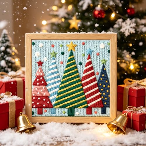 BEUNITONE Punch Needle Kit for Beginners Adults - Christmas Grove Design - color: 12-Christmas Grove