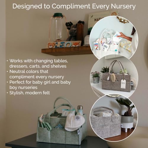 Parker Baby Co. Felt Diaper Caddy Organizer - Regular, Sage - color: Sage Green (Heathered Sage Green), size: Regular
