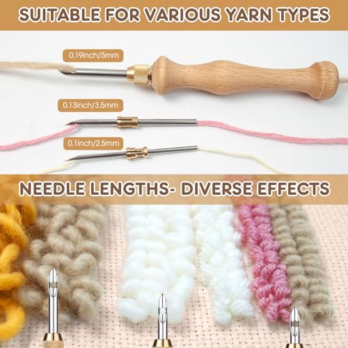Punch Needle Tool with 5 Needles and Storage Box,Adjustable Needle Punch - color: Pink, size: 1 Set