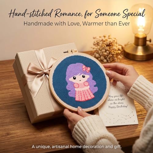 Harimau Punch Needle Kit Twelve Zodiac Signs Pattern,1Pc Embroidery Hoop, Essential Punch Needle Supplies,Ideal Punch Art for Beginners,DIY Adults Embroidery, Video Teaching - color: 65280