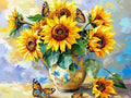 Moohue 14ct Counted Stamped Cross Stitch Kits for Adults Sunflowers and Butterflies Printed Cross Stitch Patterns Art Crafts Cross Stitch Supplies (Flowers 5) - color: Flowers 5