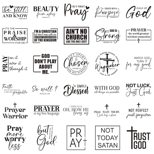 30 Pcs Christian Bible Verse DTF Transfers Ready to Press for Clothes - style: Christian
