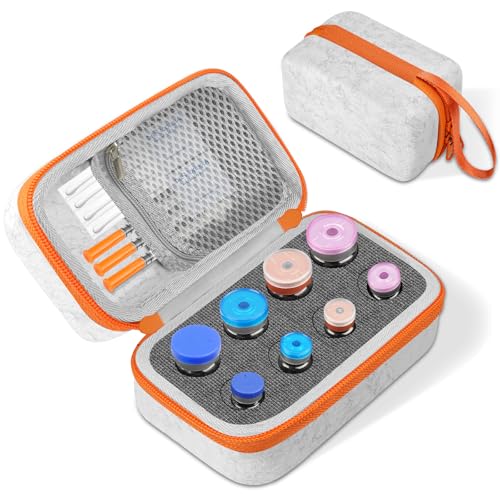 SARLAR Insulin Vial Case for Fridge, 8-Slot Peptide Vial Organizer Holder for Diabetics, All-Size Compatible Fits 1ml 2ml 3ml 5ml 10ml & Tall Vials, Hard Shell Felt Travel Storage Bag for GLP-1 Bottle