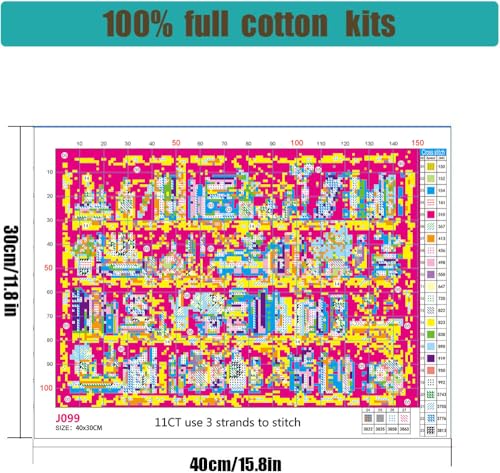 WUSARPLY Bookshelf Stamped Cross Stitch Kits for Beginners Adults - color: J099