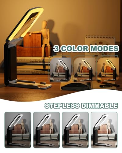 15X Magnifying Glass with Light and Stand, Rechargeable Folding Handheld Real Glass Magnifier, 3 Color Modes Dimmable Lighted Page Magnifying Sheet for Seniors Low Vision Small Prints - color: Black-white