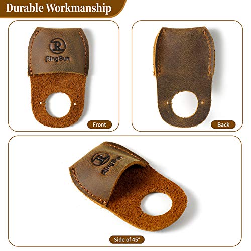 Ringsun Thumb Guard Wood Carving Tools, Leather Finger Protector, Handmade Carpenter Working Carving Kit Accessories Brown RS40 - color: Brown