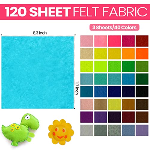 Reginary 120 Pcs 12 x 12 Inch Felt Sheets Bulk for Craft 40 Assorted Color - color: Classic, size: 12 x 12 Inch