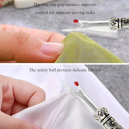 HAHIYO Metal Seam Ripper with Classical Engraved Pattern - Ergonomic Non-Slip Handle Sewing Stitch Cutter Thread Unpicker for Quilting Sewing Crafting Notions & Hemming, Silver 4.7-Inch 1PCs