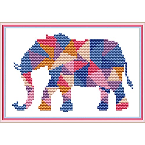 ITSTITCH Stamped Cross Stitch Kits for Beginners Full Range of Cross Stitching Preprinted Pattern for Kids or Adults, Embroidery Needlepoint Starter Kits-Tangram, 10.2x7.5 inch - color: Tangram, 10.2x7.5 inch