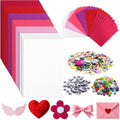 gisgfim 42Pcs Valentine's Day Pink-Purple Felt Fabric Sheet Craft Kit 8 x 12 Inch Assorted Soft Pink Felt Pack with Wiggle Eye Stickers Pom Poms Glitter Craft Supply for DIY Sewing Creative Art Deco - style: Valentine's Day Series