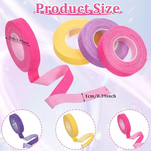 3 Rolls Thimble Tape for Hand Sewing, Self-Adhesive Cotton Bandage Wrap Finger Protector, Breathable Knitting Thimble Craft Tape for Quilting, Embroidery DIY Crafts (Yellow, Purple, Purple Red)