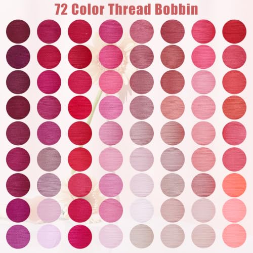 72 Pcs Pre-Wound Bobbins Sewing Thread 72 Colors (Pink) - color: Pink