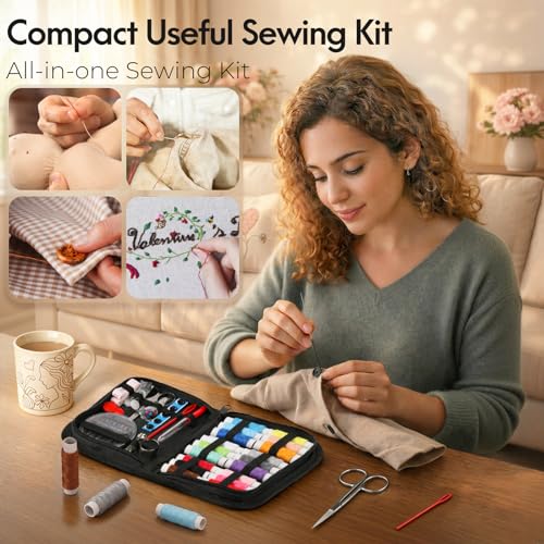 Coquimbo Sewing Kit for Adults, Christmas Stocking Stuffers for Teen Girls - color: Black, size: M