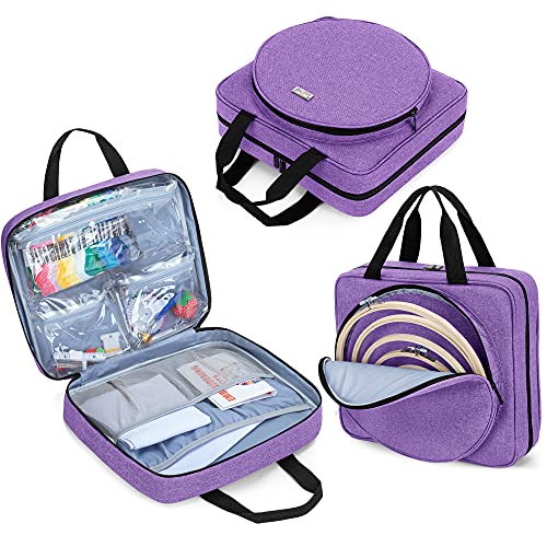 LoDrid Embroidery Project Bag, Square Supplies Storage Tote, Purple - color: Purple