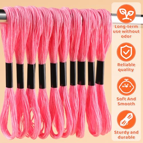 14 Skeins Pink Cotton Embroidery Floss, Friendship Bracelet String - color: Pink