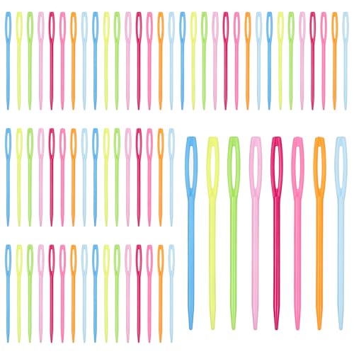 JJUNW 150 Pcs Yarn Needles Set, 7cm Large Eye Plastic Sewing Needles