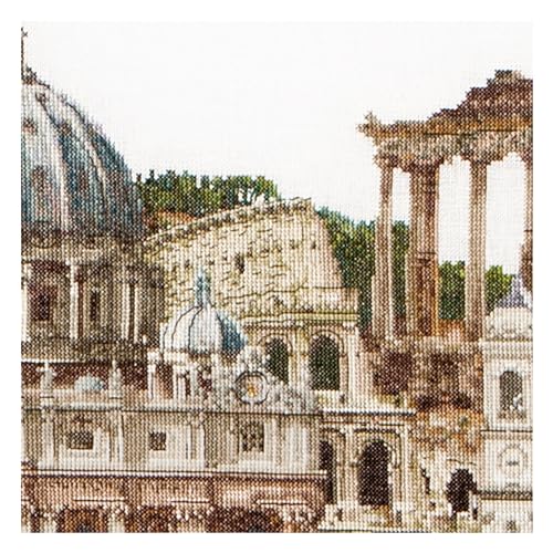 Thea Gouverneur - Counted Cross Stitch Kit - Rome Italy - Aida - 18 Count - Embroidery Kit for Adults - DMC Embroidery Threads and Other Cross Stitch Supplies Included - 499A - color: Rome Theme, size: 31 x 19.75 inches