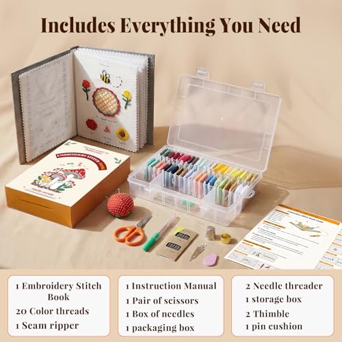 CYANFOUR 2026 New Embroidery Stitch Book Kit for Adults Beginners - color: embroidery book kit