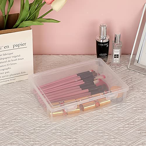 BTSKY Clear Plastic Storage Box with Flap Lid, 4 Pack Small-9.1"x6.7"x2" - size: Small-4 Pack
