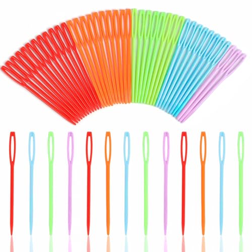 LoveInUSA 100PCS Yarn Needles for Kids & Beginners, 2.7inch Large Eye Plastic Knitting Sewing Needles for Crochet, Weaving, Tapestry, Christmas Craft Gifts, DIY Sewing Handmade Crafts - style: Multicolor-1