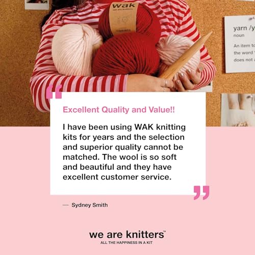 We Are Knitters Stitch Sampler Knitting Kit | Beginner-Friendly Knitting Starter Kit with Yummy Yarn | Learn Essential Stitches & Make Your First Snood - color: Yummy Yarn White
