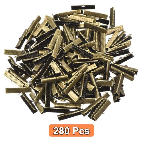 uxcell 280Pcs Ribbon Crimp Clamp Ends, 30mm Bookmark Pinch Crimp Ends, Cord Ends Fasteners Clasp Crimp Ends for DIY Bracelet Necklace Jewelry Making, Bronze Tone - color: Bronze Tone, size: 30mm