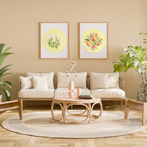 Louise Maelys 3 Set Floral Embroidery Kit, Botanical DIY Craft Collection - color: spring flowers