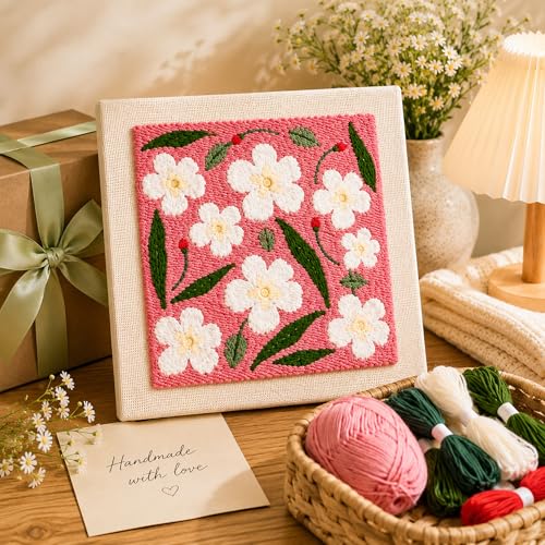 HRTHRT Punch Needle Kit for Beginners, 9.8" Frame Yarn Craft Set(Pink) - color: Pink