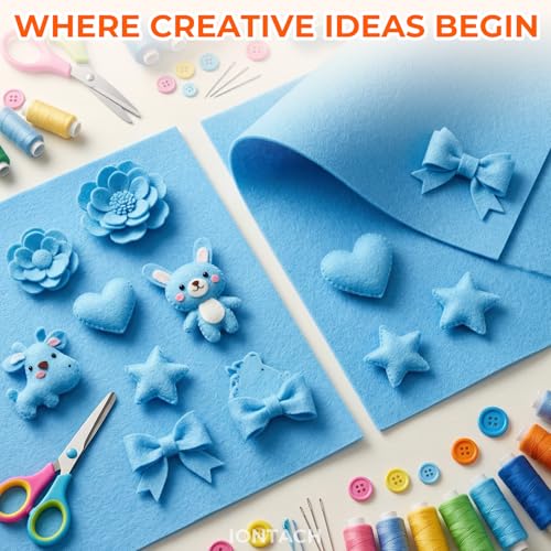 IONTACH 18" X 18" Soft Felt Sheets 1.6mm Thick (2 Packs, Sky Blue) - color: Sky Blue