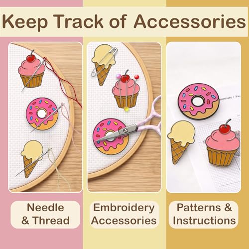 Kraftex Magnetic Needle Minder. Needleminder for Embroidery & Sewing. Cute Needlepoint Accessories. Magnetic Needle Holder for Cross Stitch. Cute Magnet Pin Gift - color: Sweets