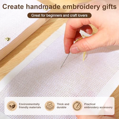 Moukeren 7 Pcs 8 x 10 Inches Needlepoint Canvas Starter Kit Include 13 Mesh Blank White Canvas and 1 Rolls Tape Pure Cotton Needlepoint Mesh for Embroidery DIY Knit Crochet Projects Make Dividers - size: 8 x 10 Inches