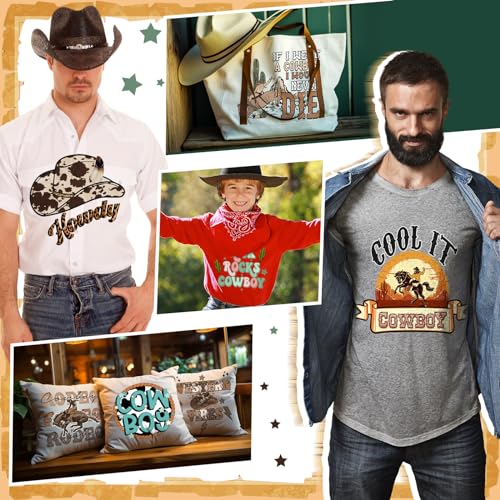 Yuntau 30 Pcs Western Iron on Transfers Patch, Cowboy DTF Vinyl Decal - style: Western Cowboy