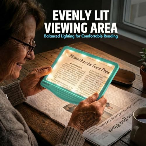 MagniPros 5X Rechargeable LED Page Magnifier with 3 Color Light Modes-Aqua - color: Aqua