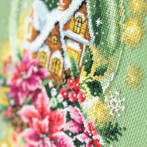 Wizardi Counted Cross-Stitch Kit Snow Globe 540-672 Magic Needle. Counted Cross Stitch for Beginners and Advanced, Advanced Needle Punch Kits for Adults Painted - color: Snow Globe