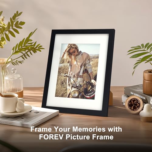 TOFOREVO 8x10 Picture Frames with 6x8 Mat Set of 2, Black - color: Black Wood Grain, size: 8x10